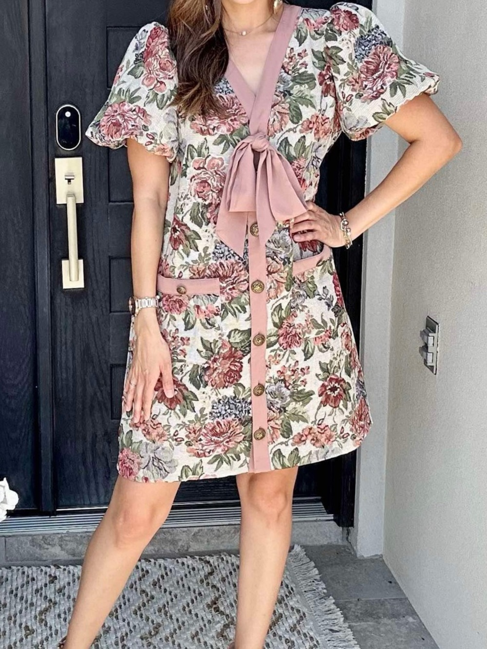 Entro Floral dress with Tie Front LG